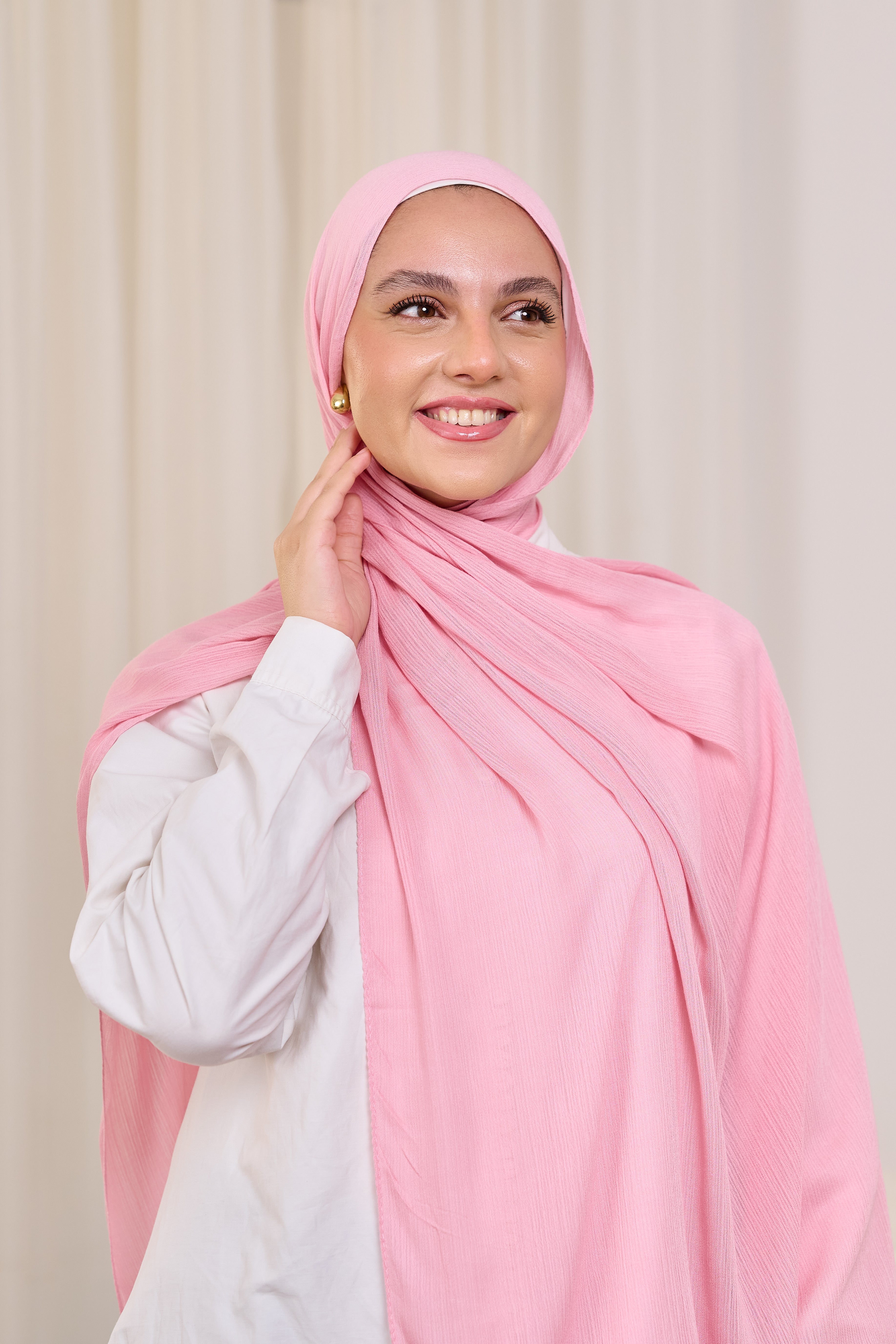 Beige Cotton Lycra Scarf main image 1