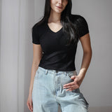 Short Sleeve V-Neck Top
