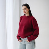Soft Rib Knit Sweater- Burgundy