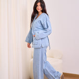 Light blue v-denim set