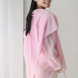 Scarf Collar Shirt- pink