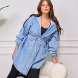 hooded denim jacket - Light blue