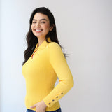 Grace Collar Knit top in yellow
