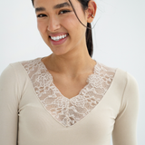 Lace V-Neck Long Sleeve Top