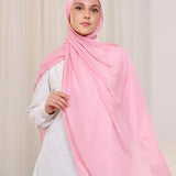 PLAIN COTTON SCARF - PINK