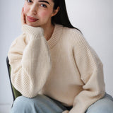 Soft Rib Knit Sweater- Beige