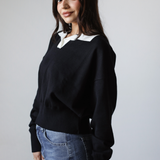 Collar Knit Sweater-Black