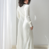 Longline Knit Cardigan-Off Whit