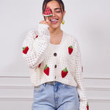 Cropped Strawberry Sweater-off white