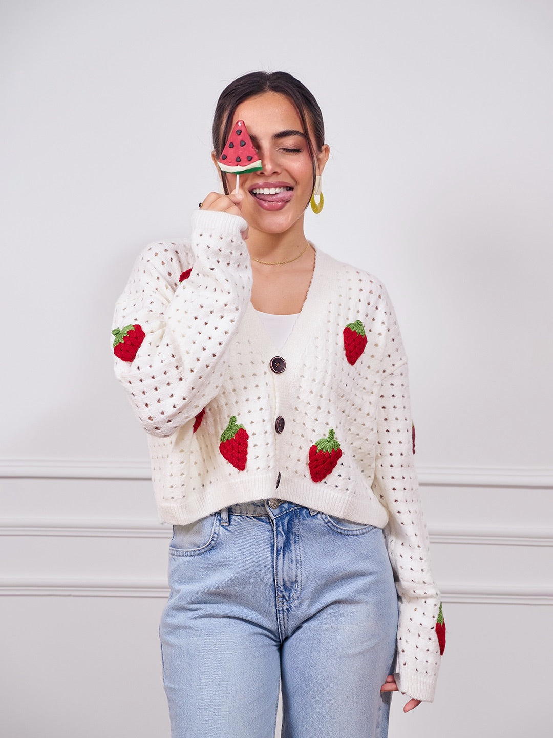 Cropped Strawberry Sweater