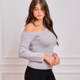 One shoulder basic top - Gray