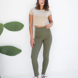 Fleece-Lined Leggings - olive