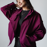 Waterproof Gabardine Utility Jacket-Burgundy