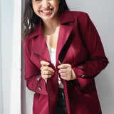 Half Trench coat in burgundy