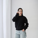 Soft Rib Knit Sweater- Black