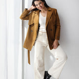 Half Trench coat in havana brown