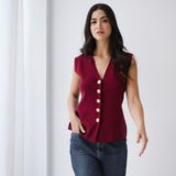 Vogue Sleek Vest-Burgundy