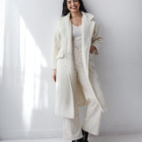 Teddy Long Coat in off-white