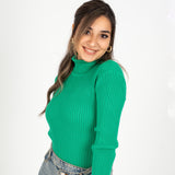 High neckline top - green