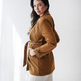 Half Trench coat in havana brown