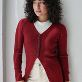 Longline Knit Cardigan-Burgundy