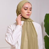 PLAIN CHIFFON SCARF-DARK OLIVE