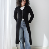 Longline Knit Cardigan-Black