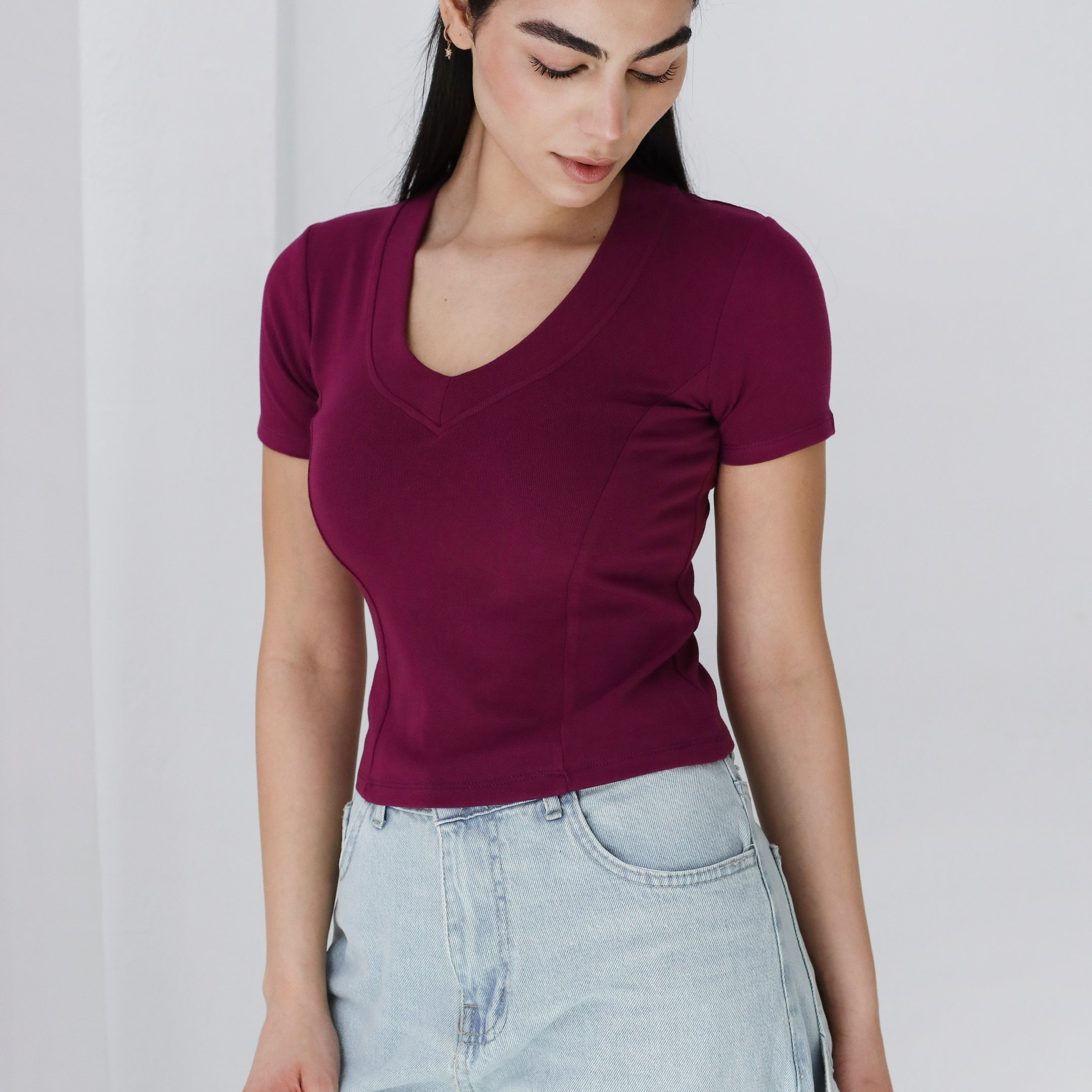 Short Sleeve V-Neck Top