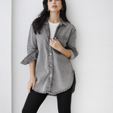Longline Denim Shirt-Gray