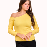 One shoulder basic top - Yellow