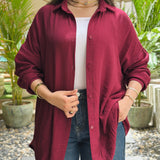 Bloom Linen shirt- Burgundy