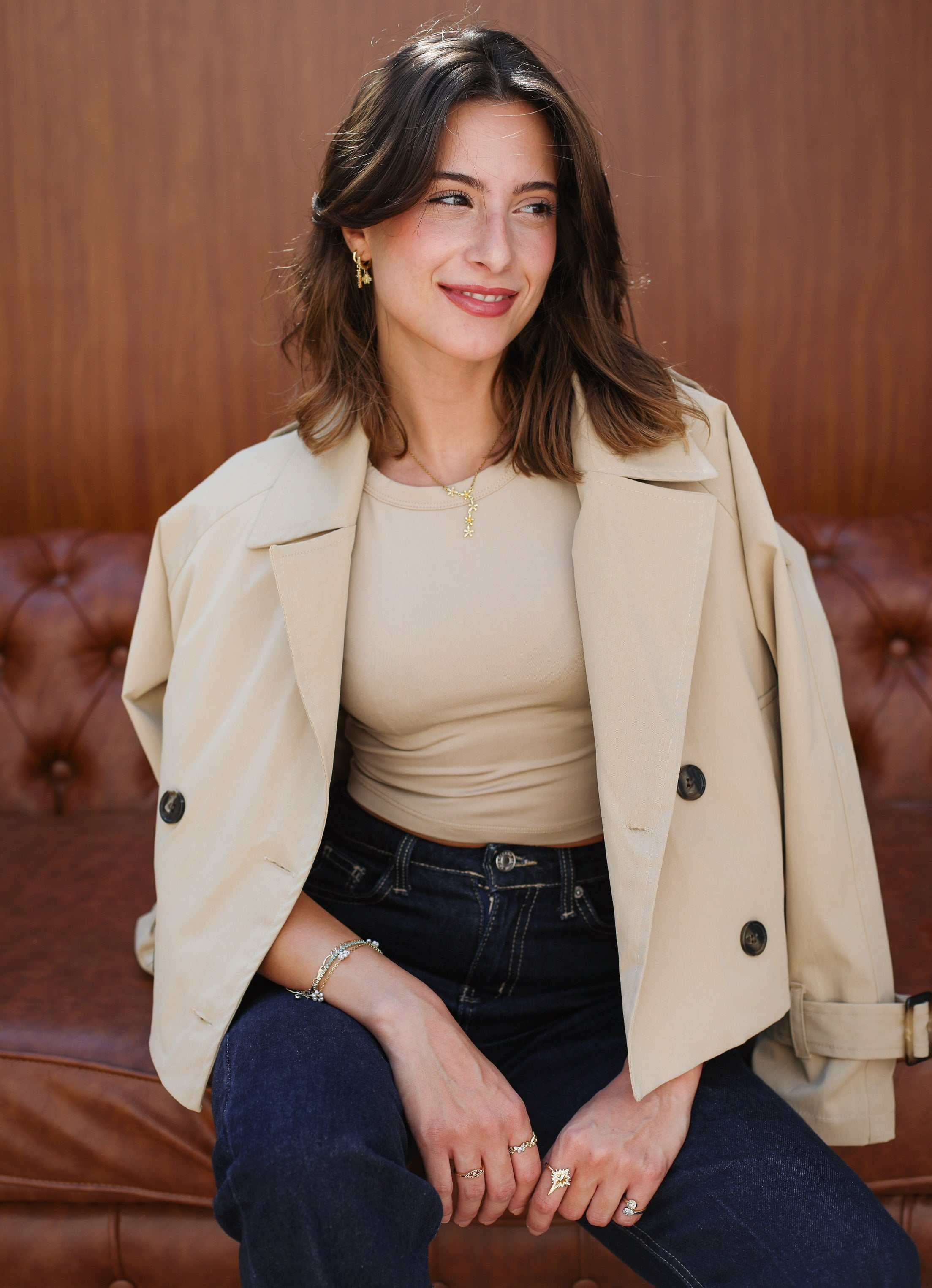 Cropped trench coat