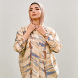 Boho linen shirt _ Mixed prints beige