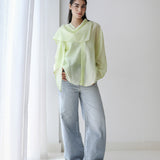 Scarf Collar Shirt- sage green