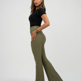 High-Waisted Flare pants-olive