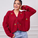 Cropped Strawberry Sweater-Red