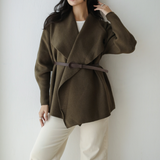 Wrap Cape Cardigan-Brown
