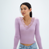 Lace V-Neck Long Sleeve Top