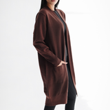 Oversized Longline Cardigan-Brown