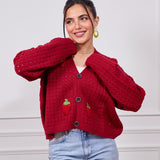 Cropped Strawberry Sweater-Red