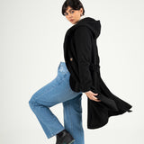 Wool Hooded coat-Black