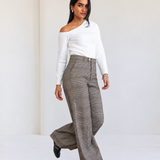 Plaid formal Pants-Beige