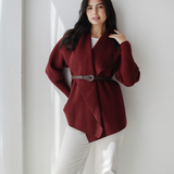 Wrap Cape Cardigan-Burgundy