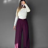Elastic waist wide-leg pants