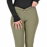 Mid-Rise Flare Pants- Olive
