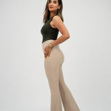High-Waisted Flare pants-beige