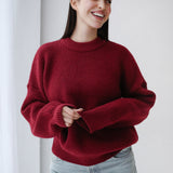 Soft Rib Knit Sweater- Burgundy