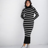 Striped knit dress - Black