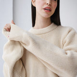 Soft Rib Knit Sweater- Beige