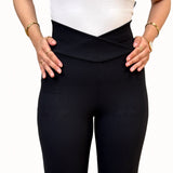 Cross waisted flare pants - Black